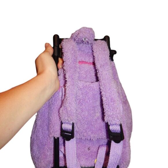 2-in-1 kids girls plush purple rolling backpack with plush ballerina hippo buddy - Picture 5 of 6